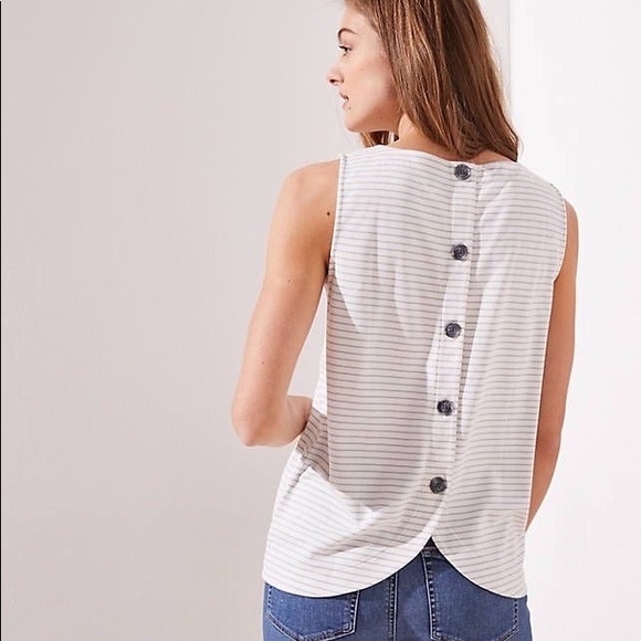 LOFT Tops - Loft Striped Tulip Button Back Tank